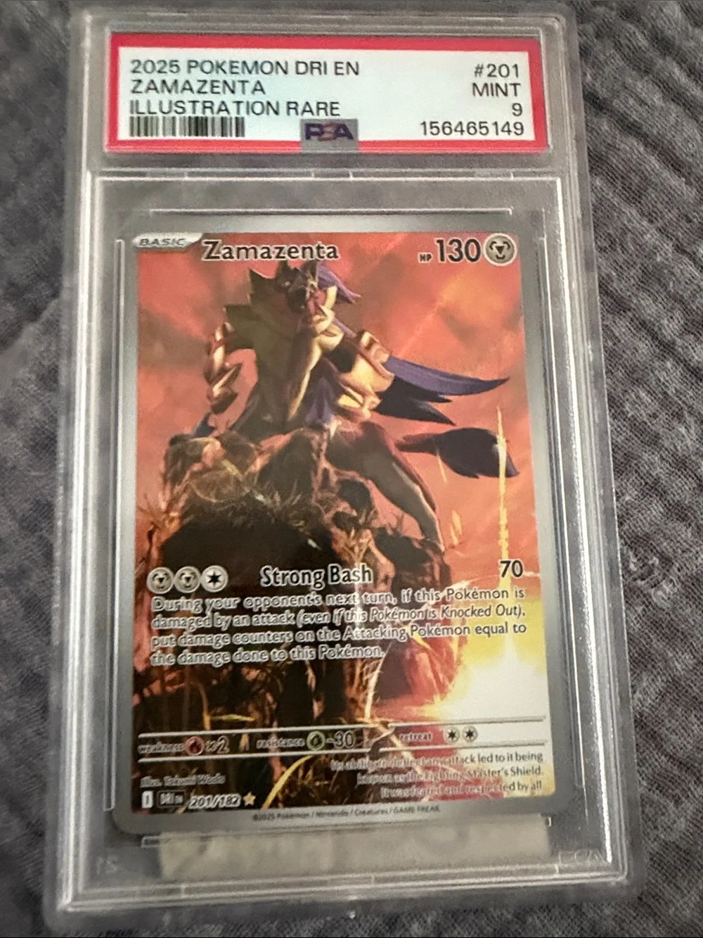 Zamazenta Illustration Rare (#201/182)  scarlet & violet PSA 9 slab 2025 SV10